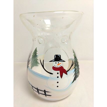 Snowman Glass Candle Holder Holiday Magic & Winter Pine Yankee Candle Tarts