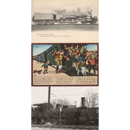 Auf De Schwabische Eisebahne Bild 3x German Prussia Train Comic & Express Engine