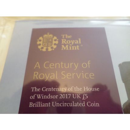 2017- Century 0f the House of Windsor - £5 Five Pounds Coin -Royal Mint - Sealed