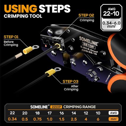 SOMELINE® Wire Terminals Crimping Tool, with 39 Sizes Insulated Ratcheting Termi