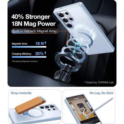 TORRAS 360° Spin Magnetic Stand for Samsung Galaxy S25 Ultra Case, Fit for Magsa