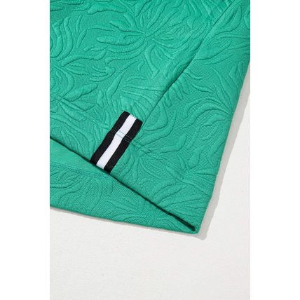 Sea Green Jacquard Textured Quarter Zipper Shift Mini Dress