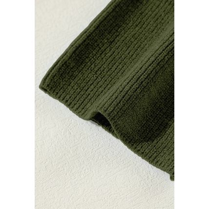 Moss Green Lightweight Ribbed Knit Button Front V Neck Cardigan