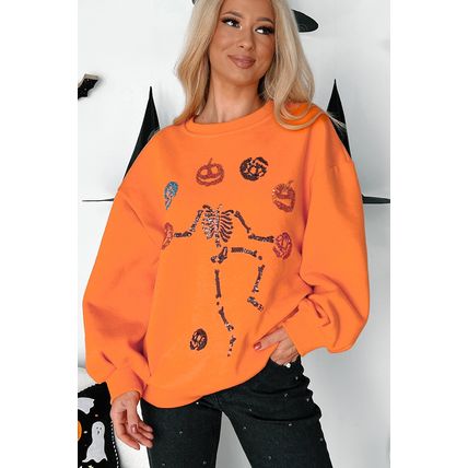 Carrot Dancing Critters Sequin Halloween Crewneck Sweatshirt