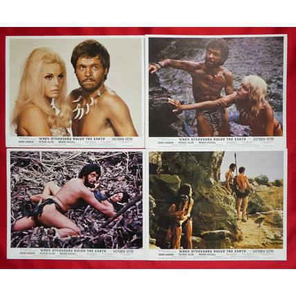WHEN DINOSAURS RULED THE EARTH (1970) original UK FOH / Lobby cards