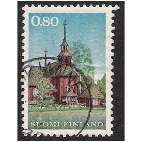 Mi 671: 80 p. multicoloured Definitive Stamp: Wooden Church at Keuruu (1758).