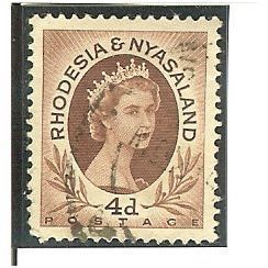 Rhodesia & Nyasaland 1954 4d Red Brown Used SG 5 Sc 145