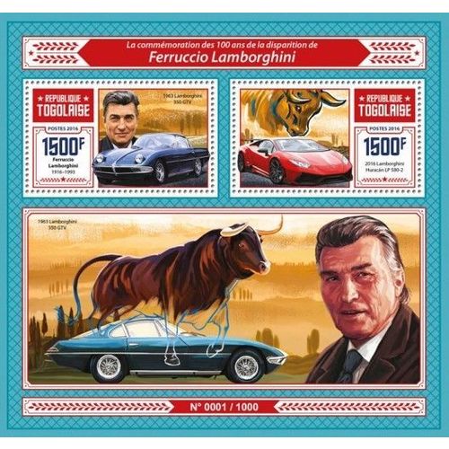 TOGO 2016 SHEET MNH FERRUCCIO LAMBORGHINI CARS COCHES AUTOS 1A