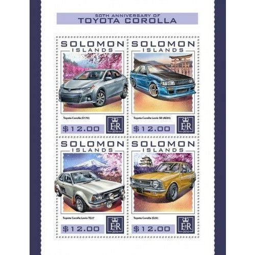 SOLOMON ISLANDS 2016 SHEET MNH TOYOTA COROLLA CARS COCHES AUTOS 4