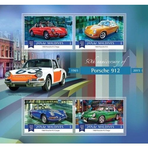 MALDIVES 2015 SHEET MNH PORSCHE CARS COCHES AUTOS 9