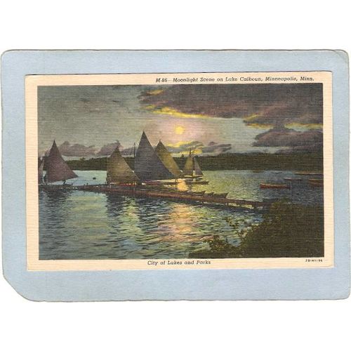 MN Minneapolis Postcard Moonlight Scene On Lake Calhoun spare_box1~235