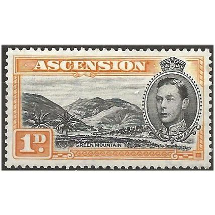 Ascension 1940 SG39a 1d Black & Yellow-Orange Perf 13.5 Mounted Mint . .. .