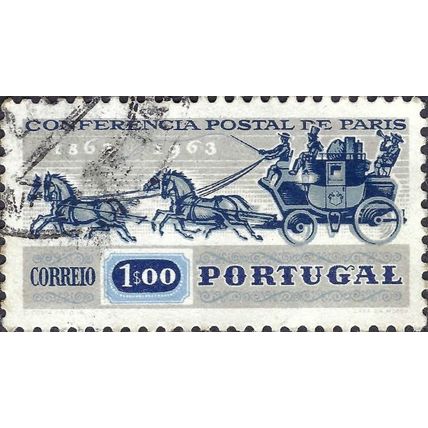 PORTUGAL, Mailcoach, blue 1963, 1Esc, #2