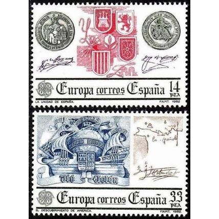España. 1982. Mi # 2545 / 46. EUROPA Cept. Discovery of America