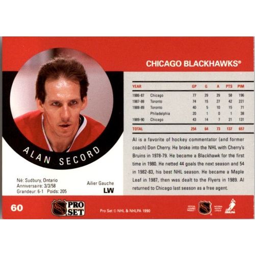 1990/91 Pro Set Hockey Al Secord