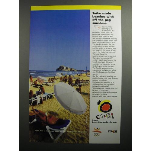 1991 Spanish Tourism Ad - Tailor made beaches with off-the-peg sunshine