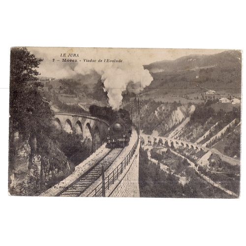 MOREZ, FRANCE used antique postcard RP Train on Viaduct