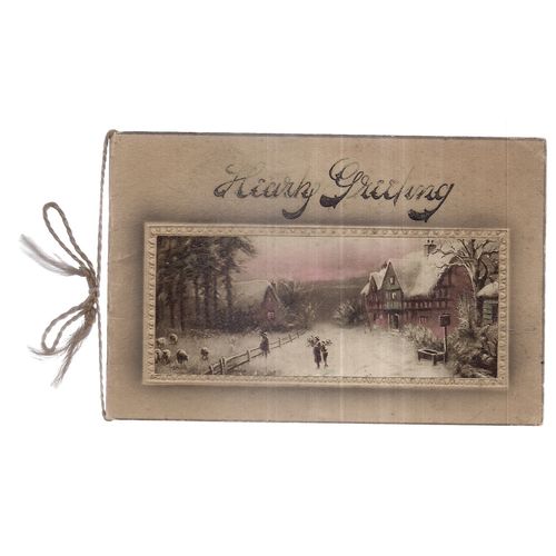 EDWARDIAN CHRISTMAS CARD used... fox hunting scene inside.. may you 'meet' joy =