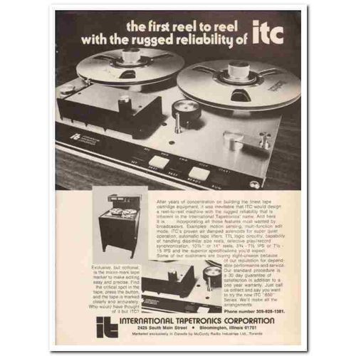 INTERNATIONAL TAPETRONICS CORP 1973 reel-to-reel rugged vintage ad