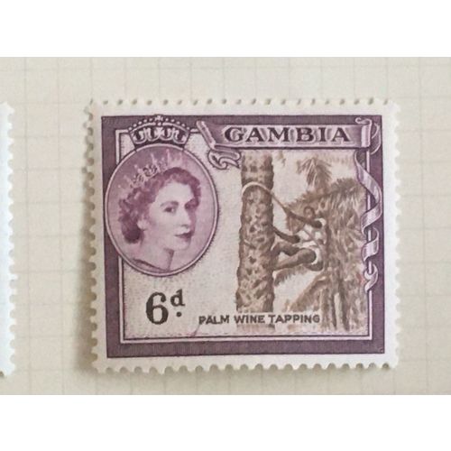 Gambia 1953 6d Brown & Purple Mounted Mint MM SG 177 Sc 159 stamp Palm Wine