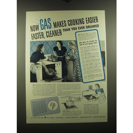 1938 American Gas Association Ad - Now gas makes cooking easier faster, cleaner