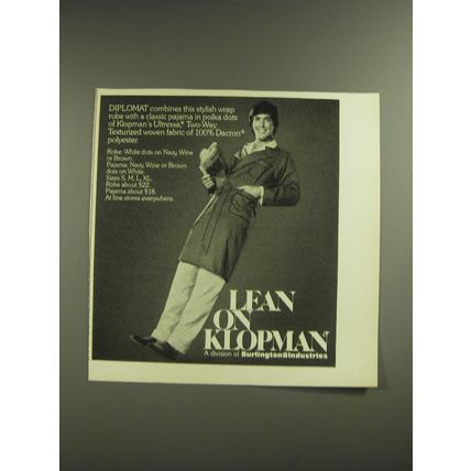 1974 Burlington Industries Robe by Diplomat Ad - Lean on Klopman
