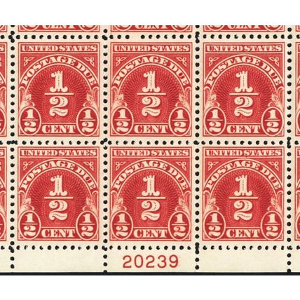 J69, RARE Mint NH Sheet of 100 Postage Due Stamps CV $498.00+ - Stuart Katz
