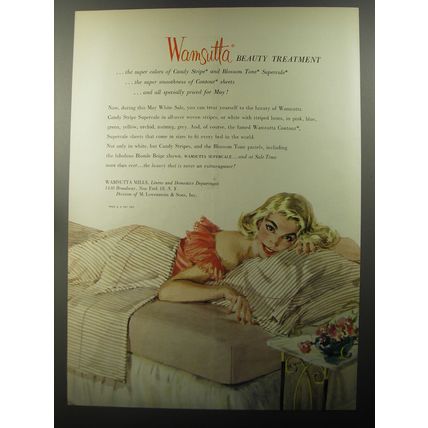 1956 Wamsutta Linens Ad - Wamsutta Beauty treatment