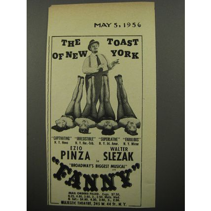 1956 Fanny Musical Ad - The toast of New York