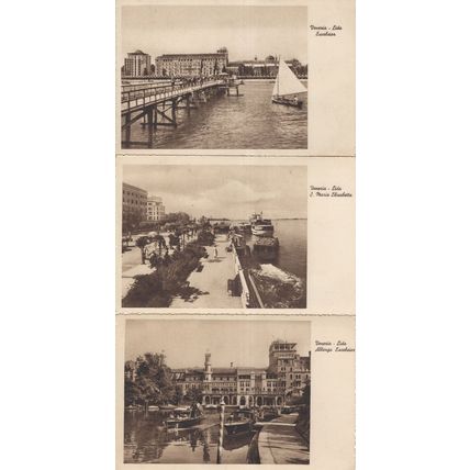 Venesia Lido Harbour Italian Lake Ship Antique 3x Postcard s