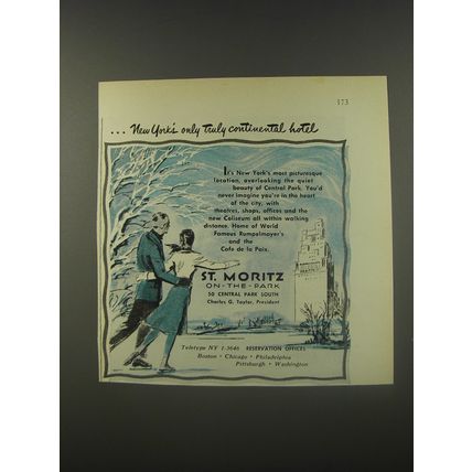 1956 St. Moritz On-the-Park Hotel Advertisement