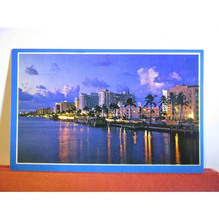 EVENING AT INDIAN CREEK, MIAMI, FLORIDA unused vintage postcard #