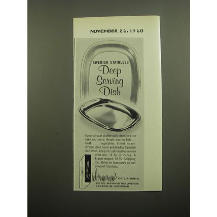 1960 Libermann's of Lansing Deep Serving Dish Advertisement