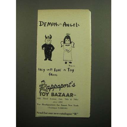 1960 Rappaport's Toy Bazaar Ad - Demons or Angels they will love a toy