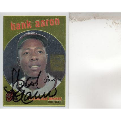 HANK AARON 1996 AUTOGRAPHED 1959 MILWAUKEE BRAVES HOF WORLD CHAMPION OUTFIELDER