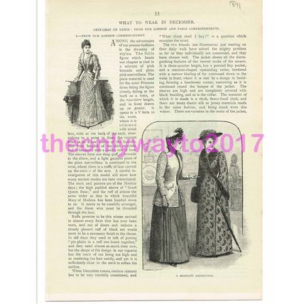 Clothes for December, Victorian Ladies Fashion, Book Illustration (Print), 1891