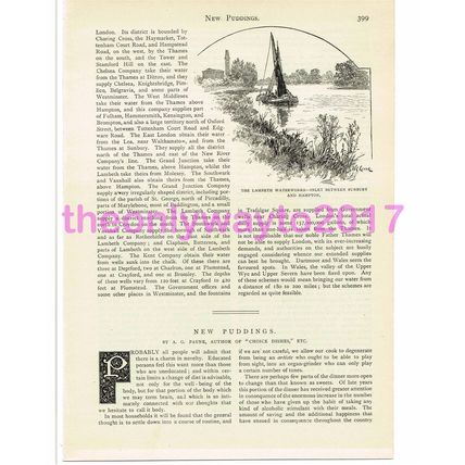 Lambeth Waterworks, Sunbury, London, England, Victorian Book Illustration, 1891