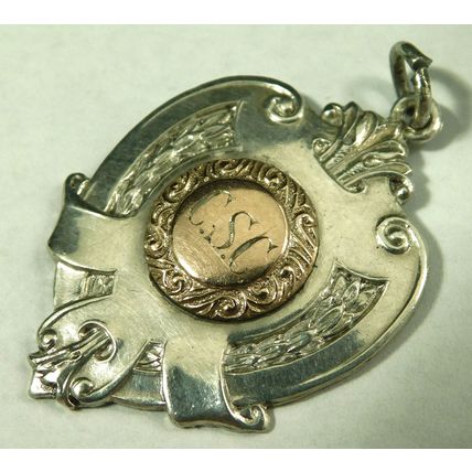 Antique Solid Sterling Silver Pocket Watch Fob Medal Scouting Swimming Champ