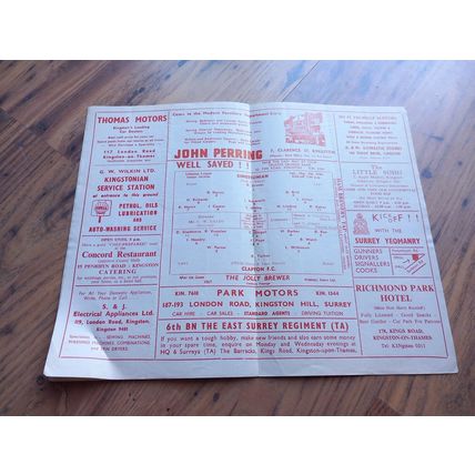 1959/60 Kingstonian vs Clapton - Isthmian League 5/3/1960 * FREE P&P *