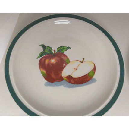 (4) Main Stays Home Ceramic - Salad Serving Plates - Apple Design - Farmhouse