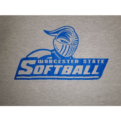 WORCESTER STATE SOFTBALL GRAY T SHIRT with BLUE LOGO SIZE MEDIUM