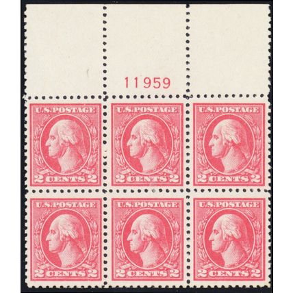 528, Mint VF NH Top Plate Block of Six Cat $190.00 * Stuart Katz