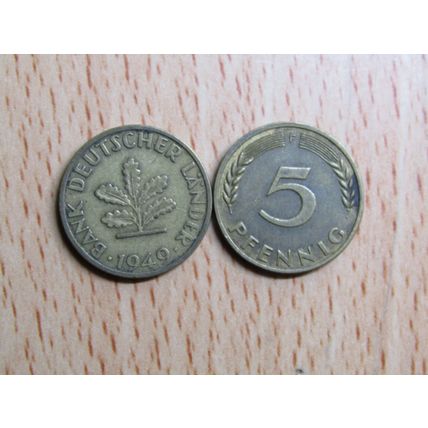 1949f 5 Pfennig Germany Coin