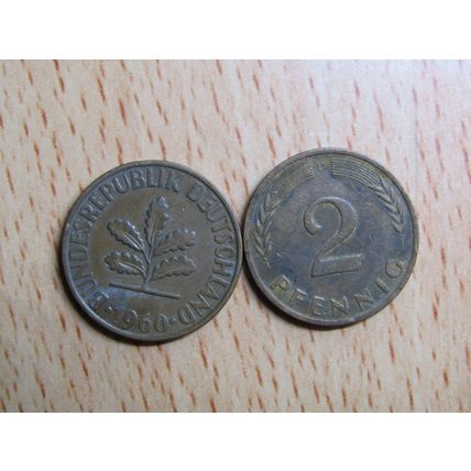 1960d 2 Pfennig Germany Coin