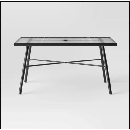 Glass Rectangle 6 Person Outdoor Patio Dining Table Black - Room Essentials