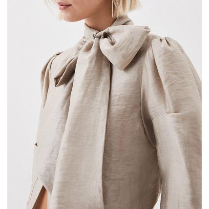 KAREN MILLEN The Founder Champagne Organdie Bow Detail Woven Jacket NEW (RARE)