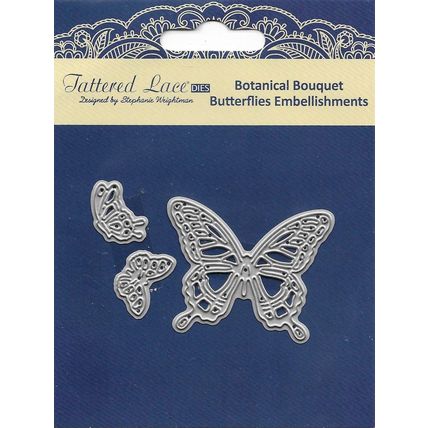 Tattered Lace. Botanical Bouquet Butterflies Embellishments Die Set. Cardmaking