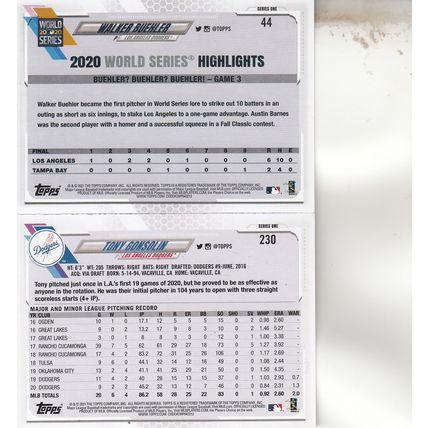 WALKER BUEHLER & TONY GONSOLIN AUTO 2021 LOS ANGELES DODGERS WORLD CHAMPIONS