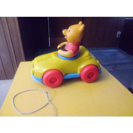 Old Vintage Kohner Walt Disney Winnie Pooh Pull Car Working Condition 1973