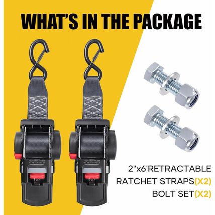 Ayaport Retractable Ratchet Straps 2 Inch X 6Ft Boat Transom Tie down Straps to